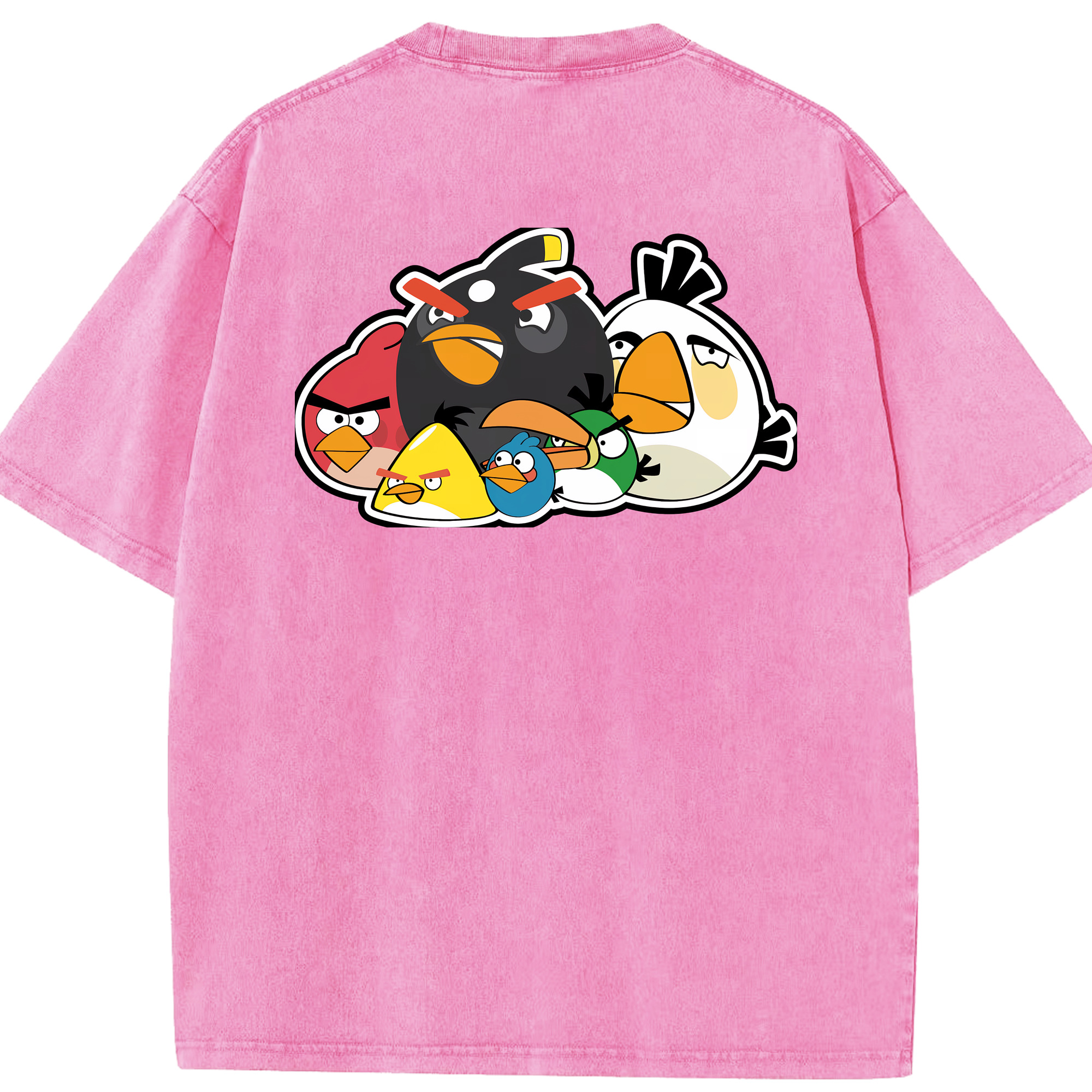 （画像用） Angry Birds アングリーバード 綿100% ヴィンテージ風 半袖Tシャツ（背面プリント）